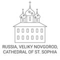 Russia, Veliky Novgorod, Cathedral Of St. Sophia travel landmark vector illustration
