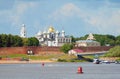 Russia. Veliky Novgorod. Kremlin and Volkhov River Royalty Free Stock Photo