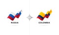 Russia versus Colombia. Football. Vector illustration.