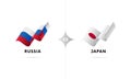 Russia versus Japan. Football. Vector illustration.