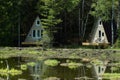 Russia, village of Vydrino, September 12, 2022 , Warm lakes hotels on the water