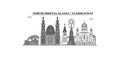 Russia, Vladikavkaz city skyline isolated vector illustration, icons