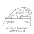 Russia, Vladikavkaz, Leopard Statue travel landmark vector illustration