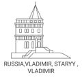 Russia,Vladimir, Staryy , Vladimir travel landmark vector illustration