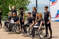 Russia, Vladivostok, 06/12/2018. Actors in wheelchairs and usual actors perform the dance on stage. Annual celebration Russia Day