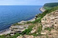 Russia, Vladivostok, Bay of Akhlestyshev on Russkiy island in summer day