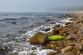 Russia, Vladivostok, Bay of Akhlestyshev on Russkiy island in summer rainy day