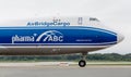 Cargo aircraft Boeing 747-BF of AirBridgeCargo Airlines company on a runway. Aviation and transportation Royalty Free Stock Photo