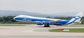 Cargo aircraft Boeing 747-BF of AirBridgeCargo Airlines company on a runway. Aviation and transportation Royalty Free Stock Photo