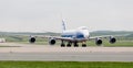 Cargo aircraft Boeing 747-BF of AirBridgeCargo Airlines company on a runway. Aviation and transportation Royalty Free Stock Photo