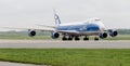 Cargo aircraft Boeing 747-BF of AirBridgeCargo Airlines company on a runway. Aviation and transportation Royalty Free Stock Photo