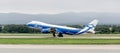 Cargo aircraft Boeing 747-BF of AirBridgeCargo Airlines company on a runway. Aviation and transportation Royalty Free Stock Photo