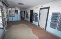 Russia, Vladivostok, 12/16/2017. Dirty corridor with mailboxes in the apartment building with cheap apartments.