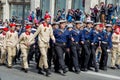 Russia, Vladivostok, 05/09/2018. Graduates of Young Army Cadets National Movement in uniform march on parade on annual Victory Day