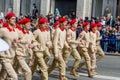 Russia, Vladivostok, 05/09/2018. Graduates of Young Army Cadets National Movement in uniform march on parade on annual Victory Day