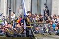 Russia, Vladivostok, 05/09/2018. High-ranking officers of marines in dress uniform on parade on annual Victory Day on May 9.