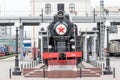 Russia, Vladivostok, 07/06/2019. Old train locomotive as monument on the platform of railway station Vladivostok. This monument is Royalty Free Stock Photo