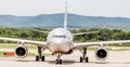 Russia, Vladivostok, 08/17/2020. Passenger airplane Airbus A330 of Aeroflot Airlines after landing on airfield in a sunny day.