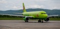 Passenger airplane Airbus A320 of S7 on airfield