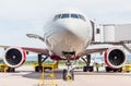 Russia, Vladivostok, 08/17/2020. Passenger airplane Boeing 777-300 of Rossiya Airlines on maintenance after landing. Service