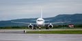 Passenger airplane Sukhoi Superjet 100 SSJ 100 of IrAero company on airfield