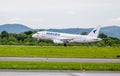 Passenger airplane Sukhoi Superjet 100 SSJ 100 of IrAero company is landing