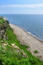 Russia, Vladivostok, Rocks in the bay of Akhlestyshev on Russkiy island in summer day