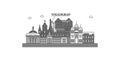 Russia, Volgograd city skyline isolated vector illustration, icons Royalty Free Stock Photo
