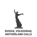 Russia, Volgograd, Motherland Calls travel landmark vector illustration