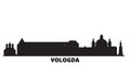 Russia, Vologda city skyline isolated vector illustration. Russia, Vologda travel black cityscape