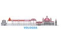 Russia, Vologda line cityscape, flat vector. Travel city landmark, oultine illustration, line world icons