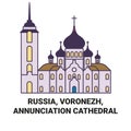 Russia, Voronezh, Annunciation Cathedral travel landmark vector illustration
