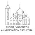 Russia, Voronezh, Annunciation Cathedral travel landmark vector illustration