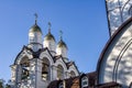 RUSSIA, VORONEZH - AUGUST 30, 2021: The towers of the bell tower of the Church of the Nativity of Christ Royalty Free Stock Photo