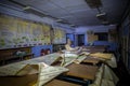 Russia, Voronezh - CIRCA 2017: Training class room of Civil Defense in Abandoned underground Soviet bomb shelter