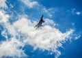 Russia, Voronezh - June 24, 2017. Aerobatics performed by an aircraft of the aviation group of the Russian Air Force