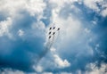 Russia, Voronezh - June 24, 2017. Aerobatics performed by a group of aircraft of the aviation group of the Russian Air Force