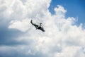 Russia, Voronezh - June 24, 2017. Russian Air Force Ka-52 helicopter in the sky during demonstration performances