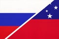Russia vs Samoa , symbol of two national flags. Relationship between Asian and Oceanian countries