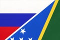 Russia vs Solomon Islands, symbol of two national flags. Relationship between Asian and Oceanian countries