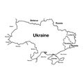 Russia vs Ukraine Conflict Outline Map. Royalty Free Stock Photo