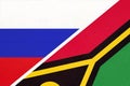 Russia vs Vanuatu, symbol of two national flags. Relationship between Asian and Oceanian countries