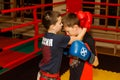 Russia. Vyborg. 11.20.2020 Children in Muay Thai training