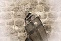 Festival of historical reconstruction. Knight`s Castle. Knights in medieval armor Royalty Free Stock Photo