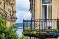 Russia, Vyborg - June 27, 2023: View balcony in an old house