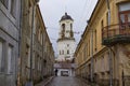 Russia, Vyborg - October 15, 2023: Clock tower in the old town