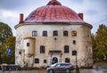 Russia, Vyborg - October 10, 2023: Round tower, a rondel-type stone artillery tower Royalty Free Stock Photo