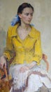 Russia. Vyborg 03.03.2021 Painting with oil paint. Portrait of a woman