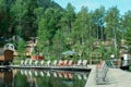 Russia, Vydrino village, Warm Lakes, September 12, 2022, Bilbo Tourist village, small guest houses