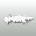 Russia - white 3D silhouette map of country area with dropped shadow on grey background. Simple flat vector illustration